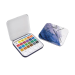 TRAVEL SET AQUAFINE WATERCOLOUR DALER ROWNEY - SET DA VIAGGIO ACQUERELLI - 24 MEZZI GODET + PENNELLO