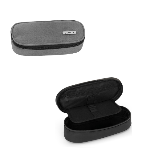 Astuccio Ovale Comix Monocolore - Per Scuola, Con Zip, Portapenne E Scomparti - Foto 3