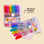 SET 6 MINI PENNE GLITTER TINTA UNITA FRUIT COLLECTION