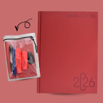 DIARIO DATATO 12 MESI 2025/26 CON COPERTINA ASTUCCIO TINTA UNITA - ROSSO