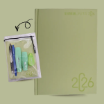 DIARIO DATATO 12 MESI 2025/26 CON COPERTINA ASTUCCIO TINTA UNITA - VERDE PASTELLO