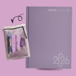 DIARIO DATATO 12 MESI 2025/26 CON COPERTINA ASTUCCIO TINTA UNITA - GLICINE