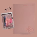 DIARIO DATATO 12 MESI 2025/26 CON COPERTINA ASTUCCIO TINTA UNITA - ROSA PESCA 