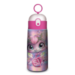 BORRACCIA DA 460 ML IN ACCIAIO SJ GANG - GATTO ROSA