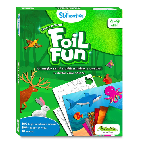 FOIL FUN ANIMALI STACCA E PREMI - SET DI ATTIVITÀ ARTISTICHE E CREATIVE 