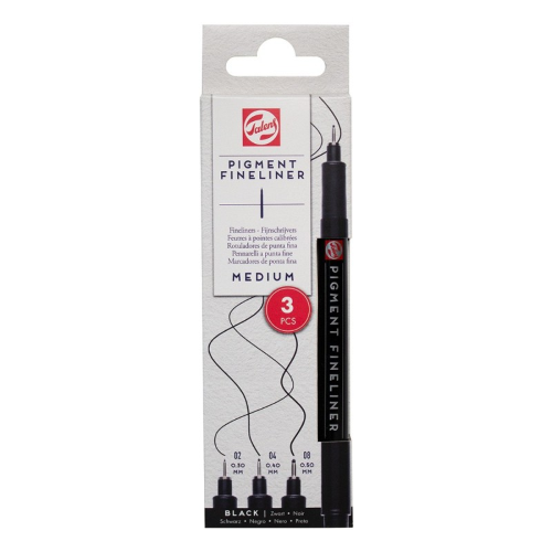 SET 3 PENNARELLI PIGMENT FINELINER TALENS - MEDIUM