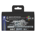 CONF. 6  PEZZI PENNARELLI PIGMENT BRUSH PEN STAEDTLER - GREY COLOURS