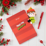 QUADERNO RIGHE A5 CON PELUCHE PICCOLO ELFO – "PASS THE GLITTER!