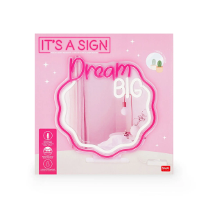 SPECCHIO CON LUCE LED EFFETTO NEON LEGAMI - DREAM BIG