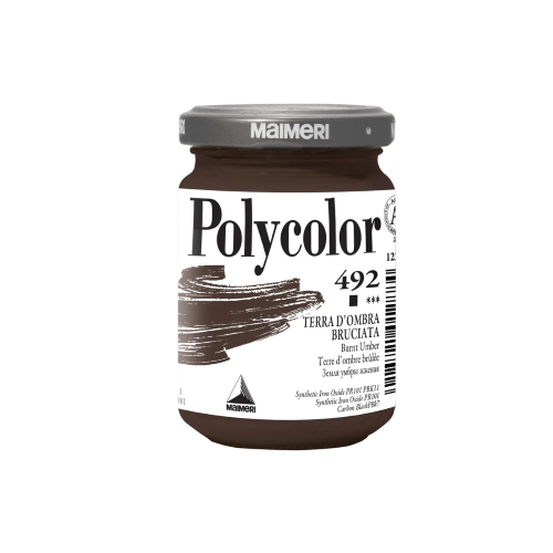 MAIMERI ACRILICO POLYCOLOR colori vinilici fini 140 ml n 492 TERRA D'OMBRA BRUCIATA