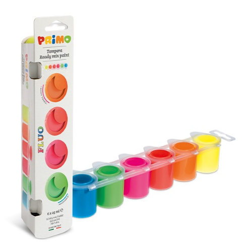 SET 6 COLORI A TEMPERA PRIMO IN VASETTI RIUTILIZZABILI - COLORI SPECIALI 