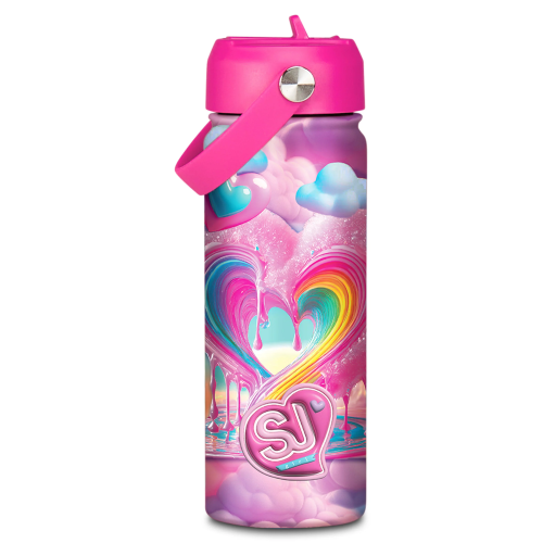 BORRACCIA IN ACCIAIO DA 0,5L CON BECCUCCIO INTEGRATO SJ - BOY & GIRL - HEART GIRL