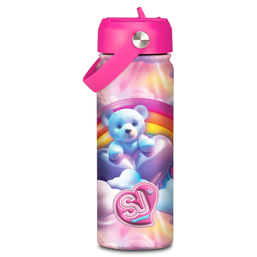 BORRACCIA IN ACCIAIO DA 0,5L CON BECCUCCIO INTEGRATO SJ - BOY & GIRL - TEDDY HEART