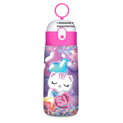 BORRACCIA DA 460 ML IN ACCIAIO SJ GANG - GATTO BIANCO STELLA
