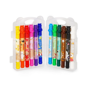 SET DI 12 PASTELLI A CERA LEGAMI TEDDY FRIENDS CRAYONS