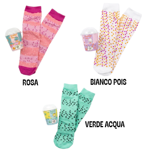 CALZINI TINTA UNITA ZOO BUBBLE TEA -  TAGLIA UNICA BIANCO POIS 