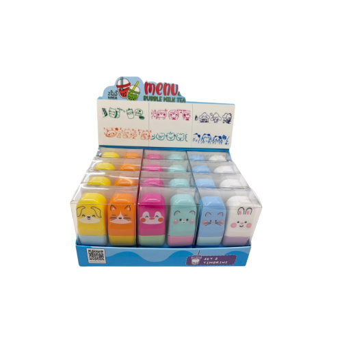 SET DI TIMBRI IN CONFEZIONE DA 2 TINTA UNITA LINEA BUBBLE TEA 