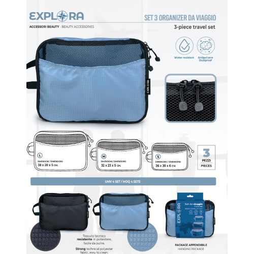 SET 3 ORGANIZER DA VIAGGIO AZZURRO - LEBEZ