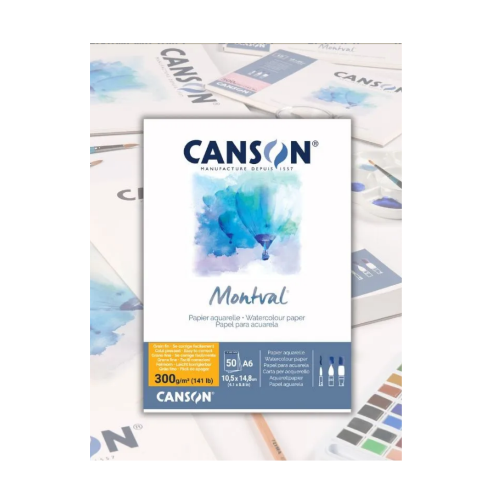 BLOCCO DA ACQUERELLO CANSON MONTVAL - A6 - 10,5X14,8 - 50 FOGLI COLLATO 