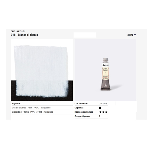 COLORE A OLIO ARTISTI MAIMERI - 018 BIANCO DI TITANIO