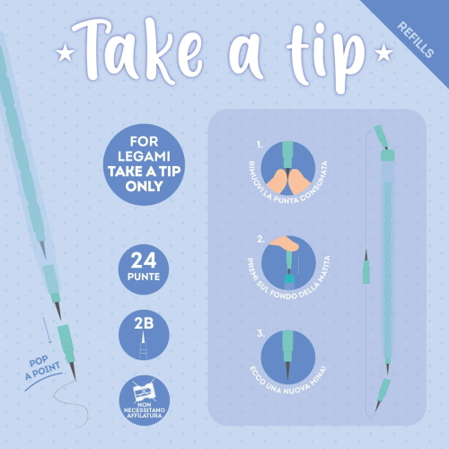 SET DI 24 REFILL PER MATITA IMPILABILE - TAKE A TIP LEGAMI