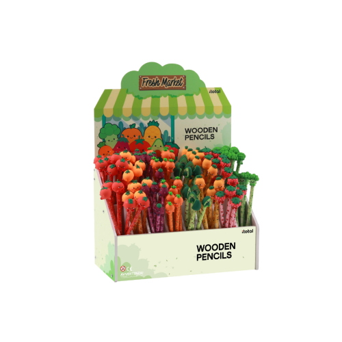 WOODEN PENCILS MATITE CON TOPPER  FRUTTA E VERDRA - ITOTAL 