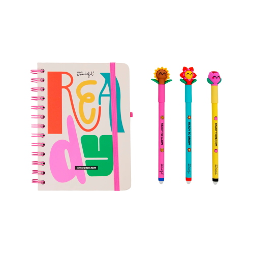 SET DIARIO SCOLASTICO MR. WONDERFUL PICCOLO 2026-27 SETTIMANALE + 3 PENNE CANCELLABILI BO-BO - READY
