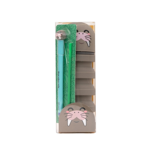 ASTUCCIO IN SILICONE ESTENSIBILE + PENNA CANCELLABILE BO-BO + RICARICA D’INCHIOSTRO – TRICHECO