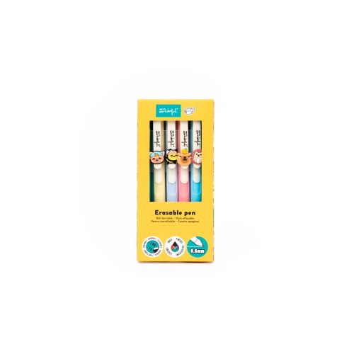 SET DI 4 PENNE CANCELLABILI CON CHARM – PANDA ROSSO, APE, CAPIBARA E RICCIO - MR WONDERFUL