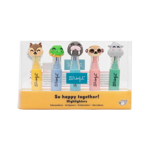 SET DI 5 MINI EVIDENZIATORI CON PERSONAGGI – WONDER COMIC MR WONDERFUL 