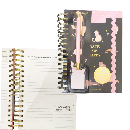 AGENDA 18 MESI POSH+POP SPIRALATA CON PENNA 2026-2028