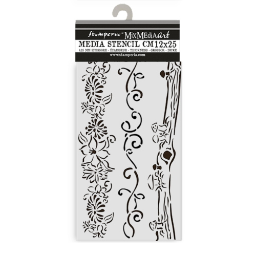 MASCHERINA STENCIL STAMPERIA 12X25 CM - HIDDEN GROVE 3 BORDURE