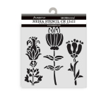 MASCHERINA STENCIL STAMPERIA 12X12 CM - FURRY FRIENDS FIORI STILIZZATI