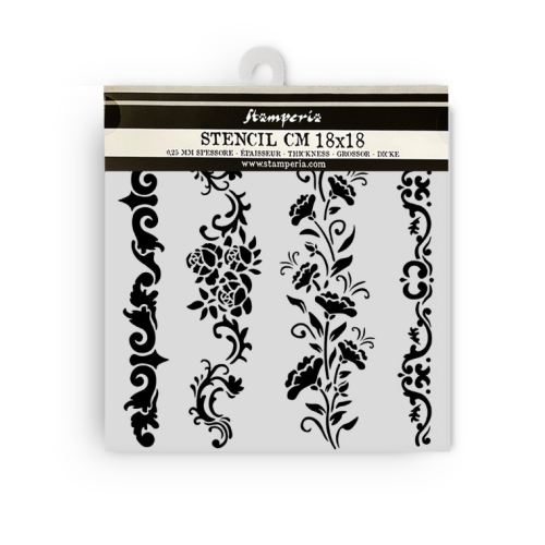 MASCHERINA STENCIL STAMPERIA 18X18 CM - BORDURE
