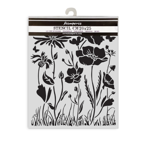 MASCHERINA STENCIL STAMPERIA 20X25 CM - ATELIER PAPAVERI E FIORI