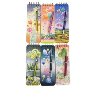BLOCKNOTES SPIRALATO CON PENNA ABBINATA GOCCIOLINE - 6 VARIANTI