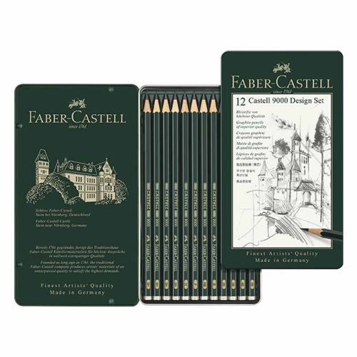 SET 12 MATITE DI GRAFITE FABER-CASTELL 9000 DESIGN SET - DA 5B A 5H