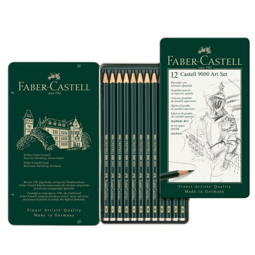 SET 12 MATITE DI GRAFITE FABER-CASTELL 9000 DESIGN SET - DA 8B A 2H