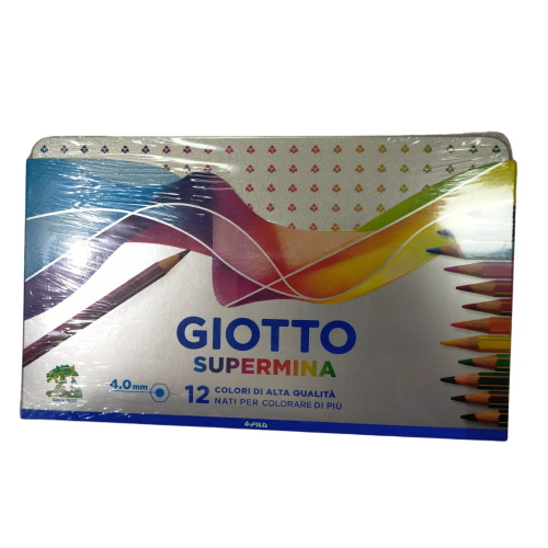MATITE GIOTTO SUPERMINA- SET IN ASTUCCIO METALLICO DA 12 COLORI