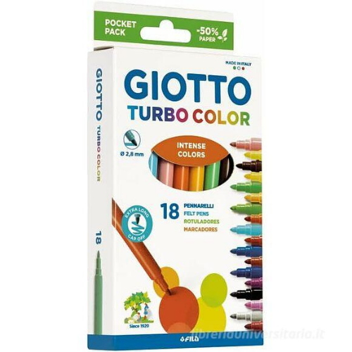 CONFEZIONE 18 PENNARELLI A PUNTA FINE GIOTTO TURBO COLOR