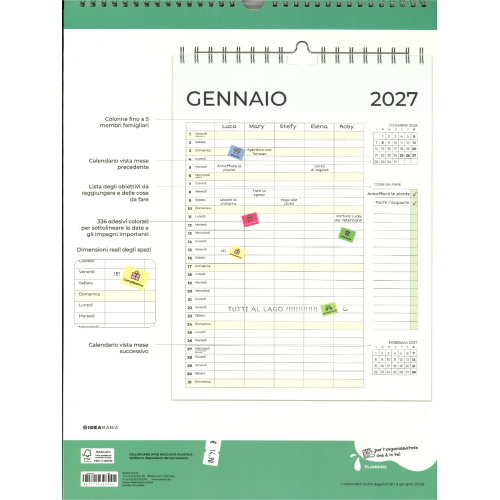 CALENDARIO ORGANIZZA FAMIGLIA CARTOMANIA 2027 - PLANNER MENSILE 