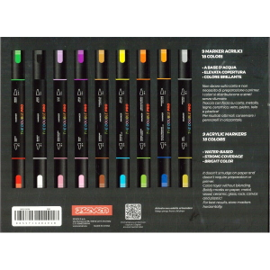SET 9 MARKER ACRILICI SEVEN THE DOUBLE PRO DOPPIA PUNTA - 18 COLORI