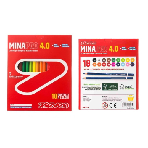 SCATOLA DA 18 PASTELLI MINAPRO 4.0 CON SPAZIO NOME SEVEN