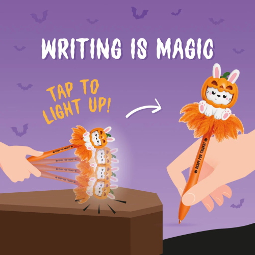 PENNA A SFERA LUMINOSA LEGAMI HALLOWEEN - WRITING IS MAGIC - PUMPKIN BUNNY