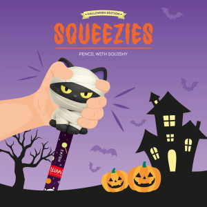 MATITA CON TOPPER SQUISHY LEGAMI HALLOWEEN - KITTY 