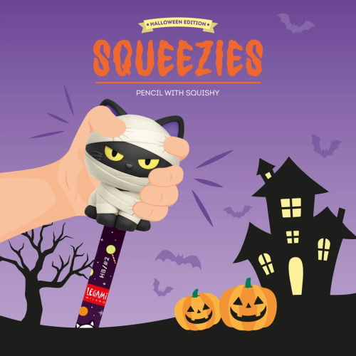 MATITA CON TOPPER SQUISHY LEGAMI HALLOWEEN - KITTY 
