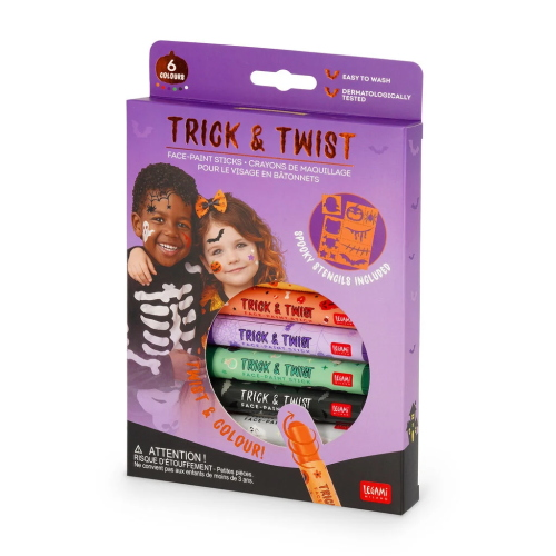 SET 6 TRUCCHI DA VISO IN STICK LEGAMI HALLOWEEN - TRICK & TWIST