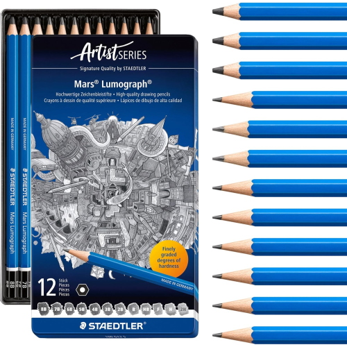 SET 12 MATITE GRAFITE MARS LUMOGRAPH STAEDTLER - 8B / 2H