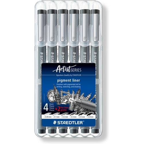 SET 6 PIGMENT LINER STAEDTLER ARTIST SERIES - 6 MISURE