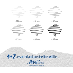 SET 6 PIGMENT LINER STAEDTLER ARTIST SERIES - 6 MISURE